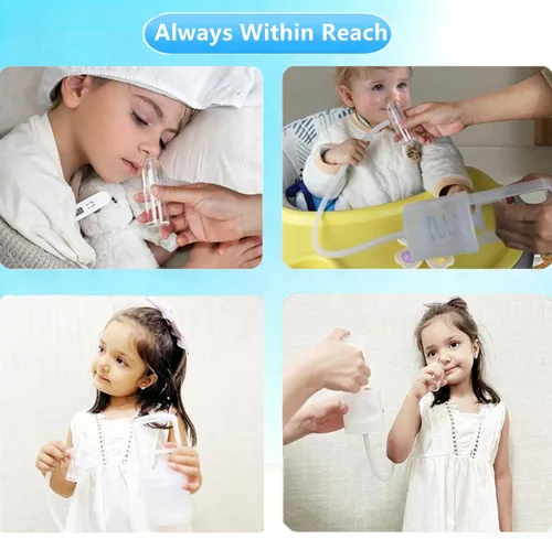 Miniatura 7 de Aspirador nasal para bebé, chupón de nariz de bebé, juego de aspirador nasal manual que incluye bomba de mano chupador de mocos+2 puntas