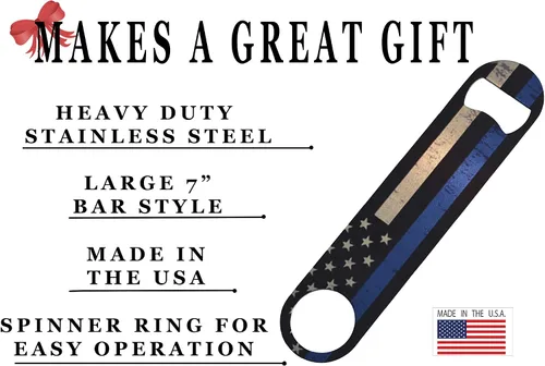 Miniatura 2 de Abrebotellas de velocidad para oficial de policía de línea azul fina, regalo resistente, aplicación de la ley, bandera Blue Lives Matter