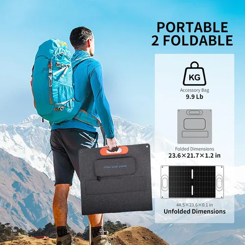 Miniatura 5 de Panel solar portátil de 100 W para generador de estación de energía, cargador de panel solar plegable de 100 vatios con salida MC4, conector de CC 3