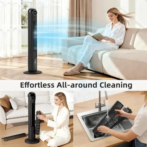 Miniatura 6 de Antarctic Star T36 Tower Fan-36 Inch, Bladeless Oscillating Fan with Remote, 6 Speeds & 4 Modes, LED Display, 9H Timer, Quiet Floor Standing Fan for