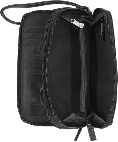 Miniatura 3 de Nautica On The Double Zip Around - Cartera de embrague de piel vegana para mujer con correa de muñeca, Negro -, Compacto