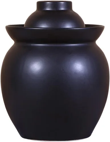 Tarro de encurtido de porcelana china tradicional azul, olla de fermentación de cerámica natural, tarro de fermentación con sello de agua, tapa de