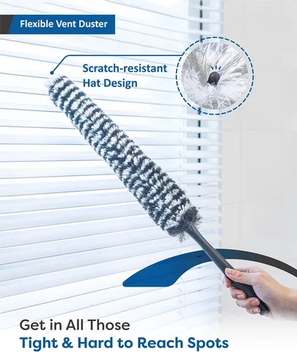 Miniatura 6 de Kit de plumero de plumas con poste de extensión de 5.6 pies, 4 cepillos de polvo para limpiar el ventilador de techo de pared del hogar, telaraña
