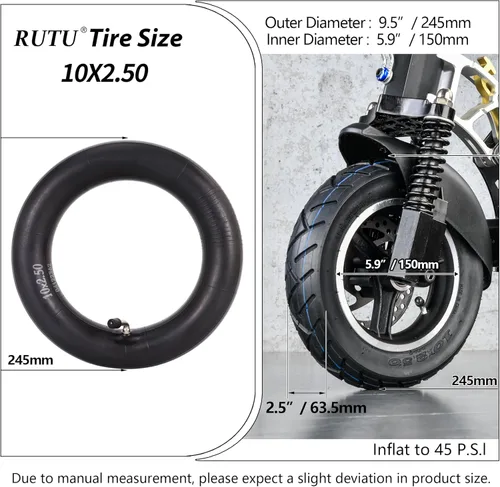 Miniatura 2 de RUTU Repuesto de neumático o tubo interior y neumático de 10 x 2.50 para scooters eléctricos inteligentes de equilibrio automático, aerotabla se 10