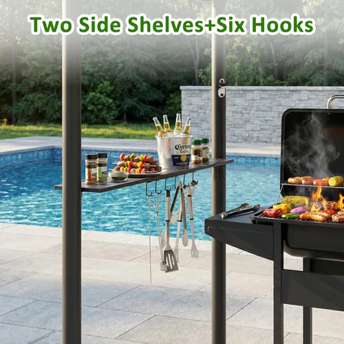 Miniatura 7 de CHARMELEON Gazebo de doble nivel para parrilla de 8 x 5 pies, tienda de campaña para patio y barbacoa al aire libre con toldo lateral extensible