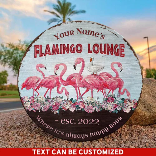 Miniatura 5 de Artsy Woodsy Letrero de madera de flamenco personalizado (no tallado ni neón), decoración de verano, decoración de playa tropical náutica costera 01