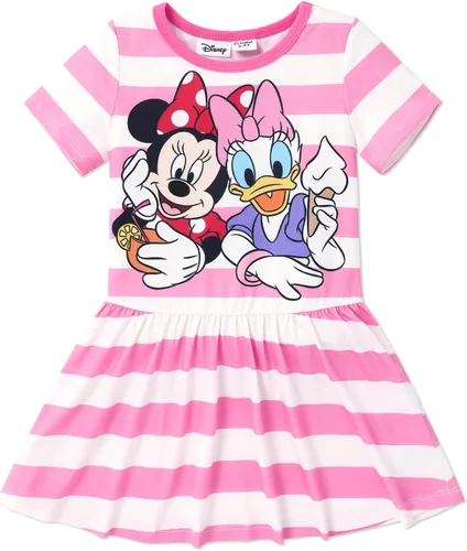 Disney Mickey and Friends Minnie Mouse - Vestido para niña pequeña, estampado de lunares, lazo y correa para el hombro, traje de cumpleaños y