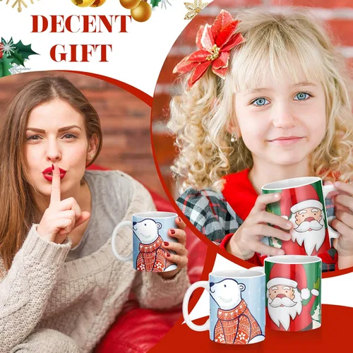 Miniatura 3 de Nuogo Paquete de 8 tazas de café de Navidad de cerámica, tazas de cerámica apilables para fiesta de vacaciones, tazas de cerámica para regalo