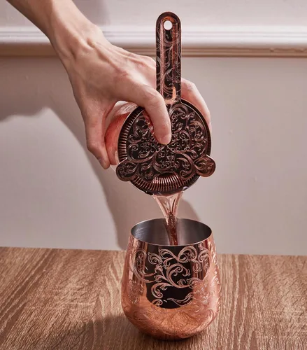 Miniatura 4 de Sky Fish Copas de Vino de Acero Inoxidable Sin Tallo con Grabado, de 18 oz Chapado en Cobre, Juego de 4