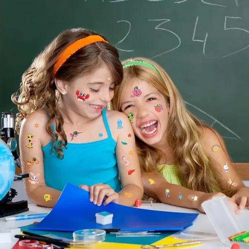 Miniatura 5 de Aresvns Paquete económico de tatuajes temporales para niños, más de 1000 piezas de tatuajes falsos lindos para niños y niñas, suministros de fiesta
