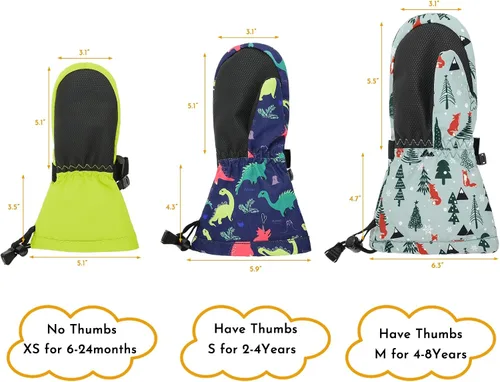 Miniatura 3 de Zando Guantes de invierno para niños pequeños, guantes de esquí impermeables para niños, guantes de nieve cálidos para niños y niñas