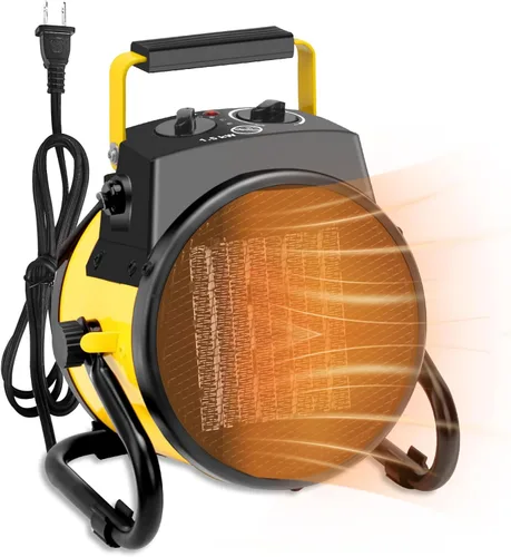 Calentador de garaje portátil de 1500 W, calentador eléctrico para exteriores con calentamiento rápido y protección contra sobrecalentamiento,