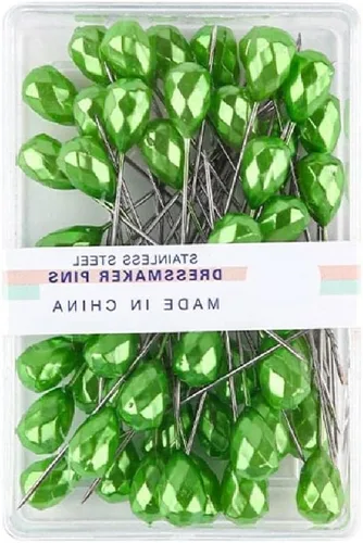 Miniatura 9 de 50 alfileres de costura con caja transparente de 2 pulgadas, alfileres de acolchado de cabeza de diamante de colores, pasadores rectos largos