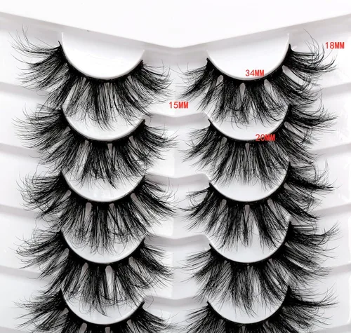 Miniatura 602 de Pooplunch - Pestañas postizas finas de visón sintético, estilo ojo de gato, naturales, cruzadas, tipo racimo, efecto 8D de volumen, tiras