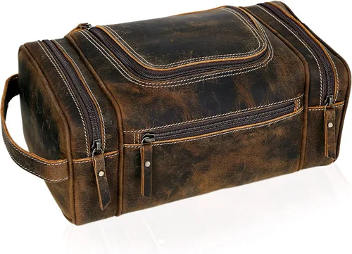 Miniatura 11 de VC VINTAGE COUTURE Neceser de cuero para hombre, extra grande, neceser de cuero para hombre, para viajes, kit de cuero real para hombre, bolsa