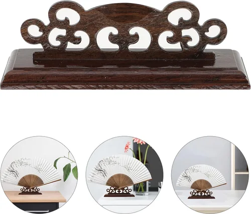Miniatura 5 de FOMIYES Elegante soporte de exhibición de ventilador de mano de madera, soporte decorativo para ventilador de oficina en casa, galería y eventos