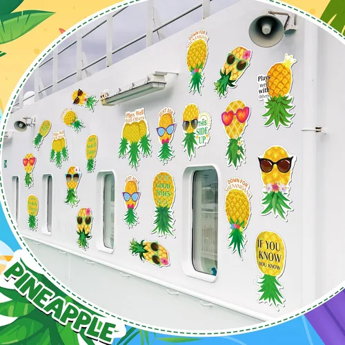 Miniatura 4 de Xuhal 12 Piezas Imanes de Piña Decoraciones de Puerta de Crucero Calcomanías Magnéticas de Piña Tropical Decoración Puerta de Crucero Refrigerador