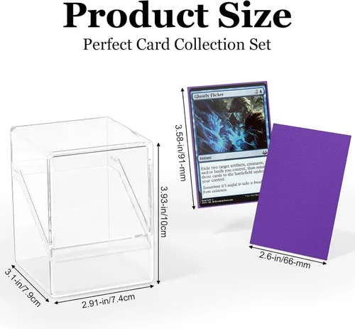 Miniatura 2 de YSCare Funda para cartas con 100 fundas para tarjetas y divisor, caja de almacenamiento estándar transparente para tarjetas de Commander, ajuste