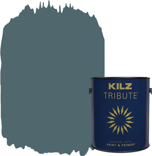 Miniatura 51 de KILZ TRIBUTE Pintura e imprimación, para interiores, semibrillante, Vintage Indigo, 1 galón Índigo Victoria