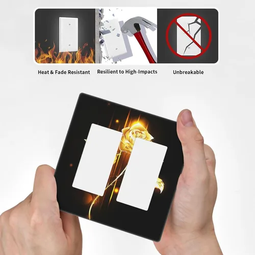 Miniatura 625 de Cubiertas de placa de pared de 3 gang con interruptor de luz de triple palanca, en negro y dorado con esplendor de oro rosa, estampado floral