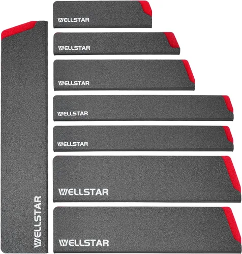WELLSTAR Juego de protectores de borde de cuchillo, 8 fundas universales de cuchilla, fundas protectoras de ABS sin BPA, forro de fieltro Juego de