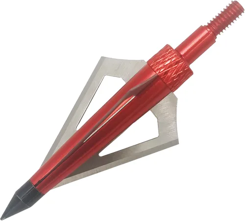 Miniatura 7 de Cabezas de caza con 3 cuchillas para tiro con arco, 100 o 125, grano, 12 unidades, puntas de flecha atornilladas, compatibles con arcos Rojo