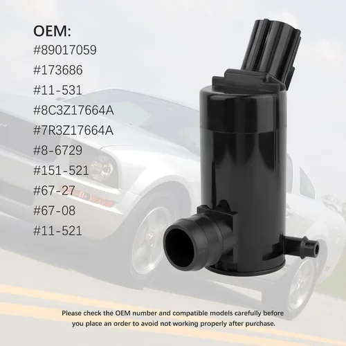 Miniatura 4 de Bomba de limpiaparabrisas con arandela de goma, repuesto de bomba de líquido para limpiaparabrisas, OEM # 89017059, 173686, bomba