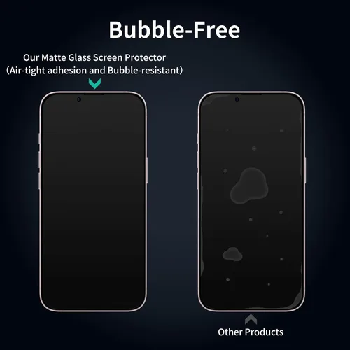 Miniatura 8 de Paquete de 2 protectores de pantalla de vidrio templado mate para iPhone 17e/16e/13 Pro/13/14, película de vidrio templado mate antirreflejos