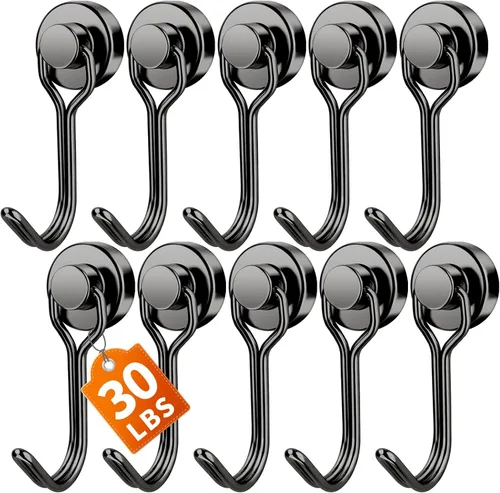 Miniatura 21 de FINDMAG Ganchos magnéticos giratorios de 60 libras, paquete de 4 ganchos magnéticos de neodimio resistentes, ganchos magnéticos fuertes para colgar