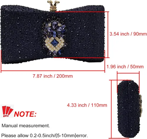 Miniatura 5 de HUANG ZHUANG Bolso de noche con diamantes de imitación y purpurina para mujer, bolso de noche para fiesta, boda, lindo bolso