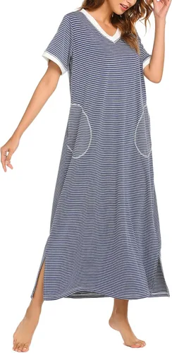 Miniatura 3 de Ekouaer - Camisón largo y de manga corta para mujer