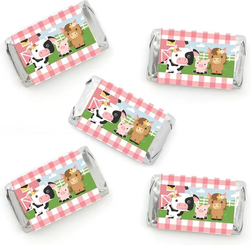 Miniatura 8 de Big Dot of Happiness Animales de granja – Mini pegatinas de barra de caramelo – Barnyard Baby Shower o fiesta de cumpleaños pequeños favores – 40