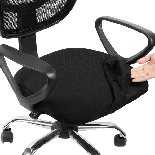 Miniatura 12 de Melaluxe Funda para silla de oficina de jacquard elástico, extraíble y lavable, funda de asiento giratoria para silla de escritorio, color negro