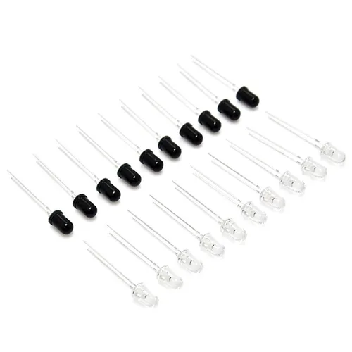 HiLetgo 0.197 in 940nm LED emisor infrarrojo y receptor IR diodo 5MM emisión infrarroja+tubo receptor (paquete de 10 pares)
