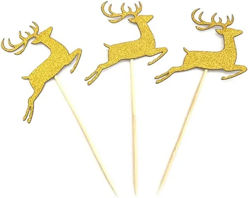 Miniatura 16 de Flairs New York Decoraciones Navideñas Banner Adornos para Pasteles Accesorios de Fiesta (Paquete de 6 Adornos para Cupcakes, Xmas #Snow Cinta Roja)