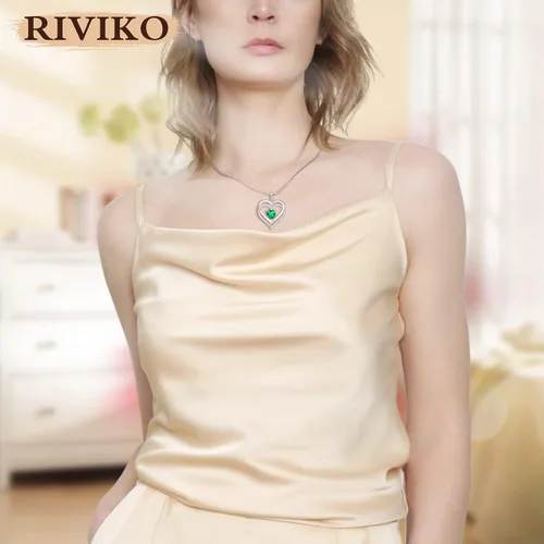 Miniatura 94 de RIVIKO Collar con símbolo de corazón infinito para mujer, plata de ley 925, delicado colgante de corazón para el día de San Valentín, día