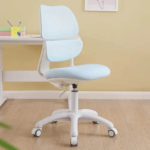 Silla de escritorio para niños, niñas, niños, adolescentes, silla de computadora de oficina, diseño ergonómico, altura ajustable y profundidad del