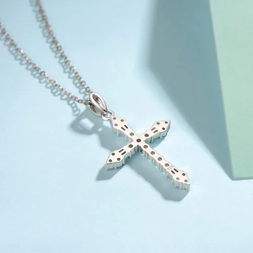 Miniatura 5 de FANCIME Collar de cruz para mujer, plata de ley 925, circonita cúbica, cruz torcida, bucle infinito, princesa, collar con colgante fiel para mujeres