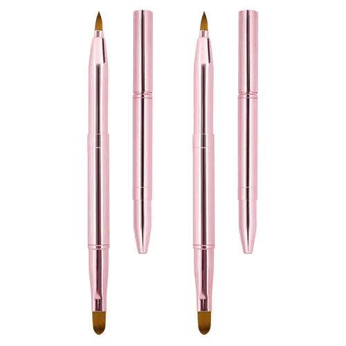 Unaone [2 Pack] Pincel para lápiz labial, pinceles retráctiles para labios, pincel de maquillaje de doble punta para lápiz labial y brillo labial,