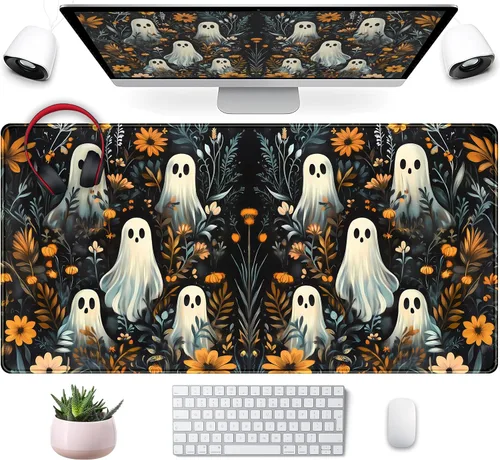 Miniatura 8 de Tapete para teclado bohemio con pintura pastel, tapete para mouse con plantas verdes matcha, accesorios abstractos, tapete de escritorio