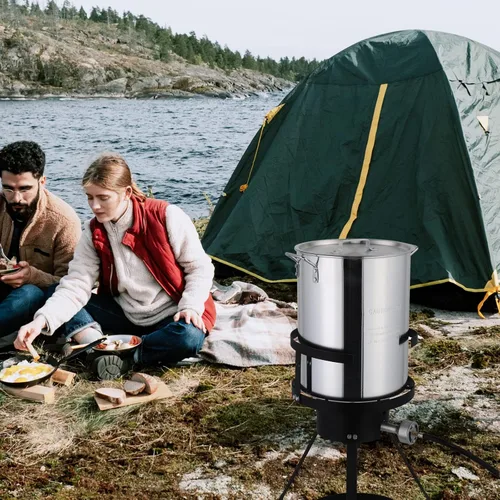 Miniatura 8 de Freidora – Kit de olla de aluminio de 30 cuartos de galón de mariscos y freidora de pavo con termómetro, cesta, propano para cangrejo, langosta