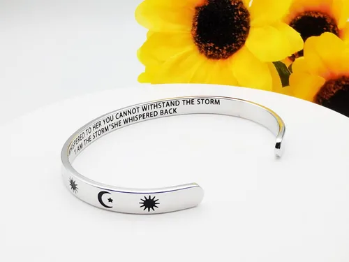 Miniatura 302 de Pulseras inspiradoras para mujer, joyería de acero inoxidable, con refranes, pulsera motivacional con mensaje oculto, pulseras grabadas para mejor