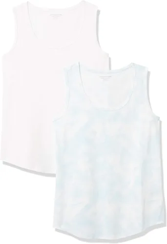 Miniatura 7 de Tienda Essentials Camiseta sin mangas para mujer, de corte clásico, 100% algodón, paquete de 2