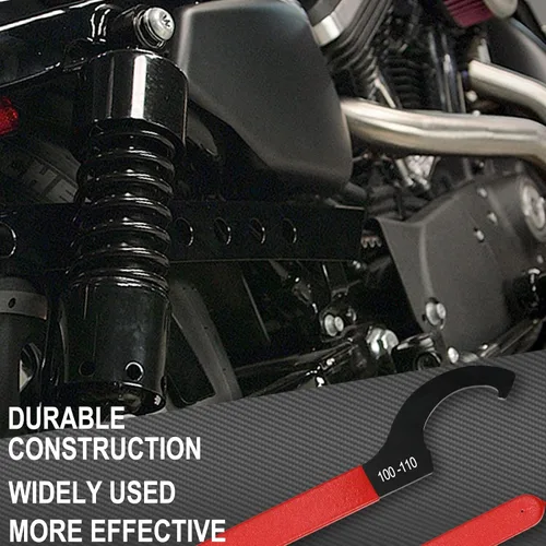 Miniatura 5 de Juego de llaves de coilover de 9 piezas, llaves universales para motocicleta, bobina de acero al carbono ajustable, herramienta de ajuste sobre Rojo