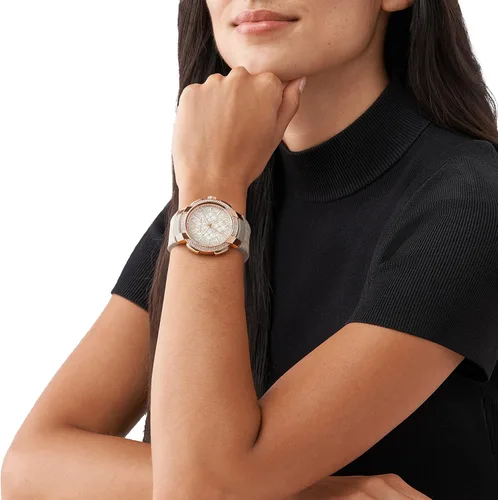 Miniatura 4 de Michael Kors Sidney - Reloj de cuarzo de acero inoxidable con correa de silicona para mujer
