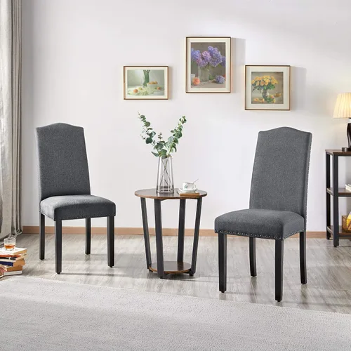 Miniatura 2 de Topeakmart Sillas Parson de tela de estilo clásico con patas de madera de goma y respaldo tapizado para comedor, sala de estar, hotel, restaurante