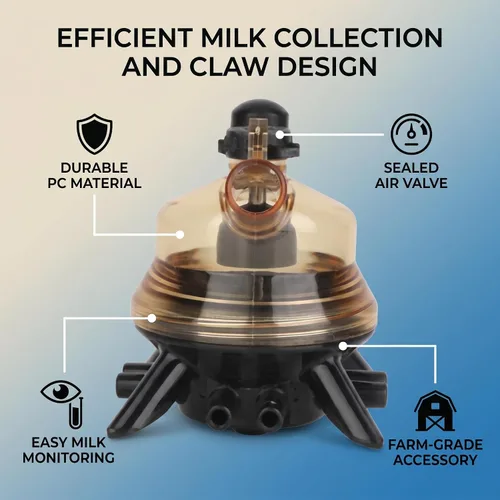 Miniatura 3 de Colector de leche de vaca de 5.1 fl oz, pieza de ordeño de repuesto con base de plástico para estación de ordeño de vacas y ovejas de granja lechera