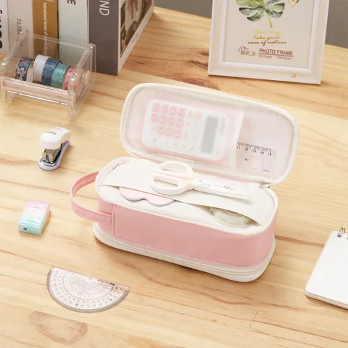 Miniatura 7 de Dugio Estuche grande con cremallera para lápices para niñas, adultos y niños, bolsa organizadora de lápices estéticos, bolsa organizadora de gran