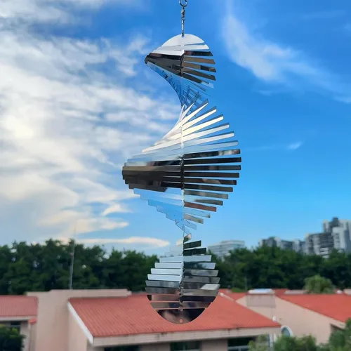 Miniatura 7 de Molinillo de viento para jardín, decoración de interiores y exteriores, decoración colgante de metal 3D, forma de gotas de agua, esculturas de Gotas