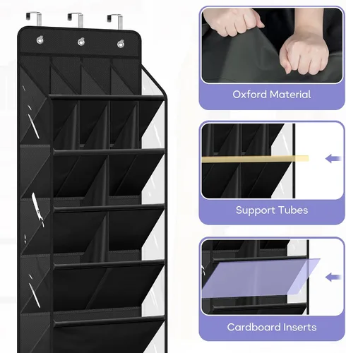 Miniatura 5 de MISSLO Organizador de zapatos transparente para colgar sobre la puerta, con bolsillos profundos y grandes, para armario, 20 pares de soportes